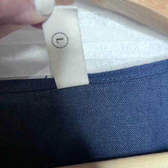 Grae Cove Frankie Linen Navy Blue Pocket V-neck Wrap Belted Midi Dress Large - Picture 7 of 10